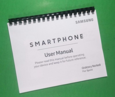 Owners Manual for Samsung Note 8 For Sprint Phone 219 Pages W/Clear Covers!