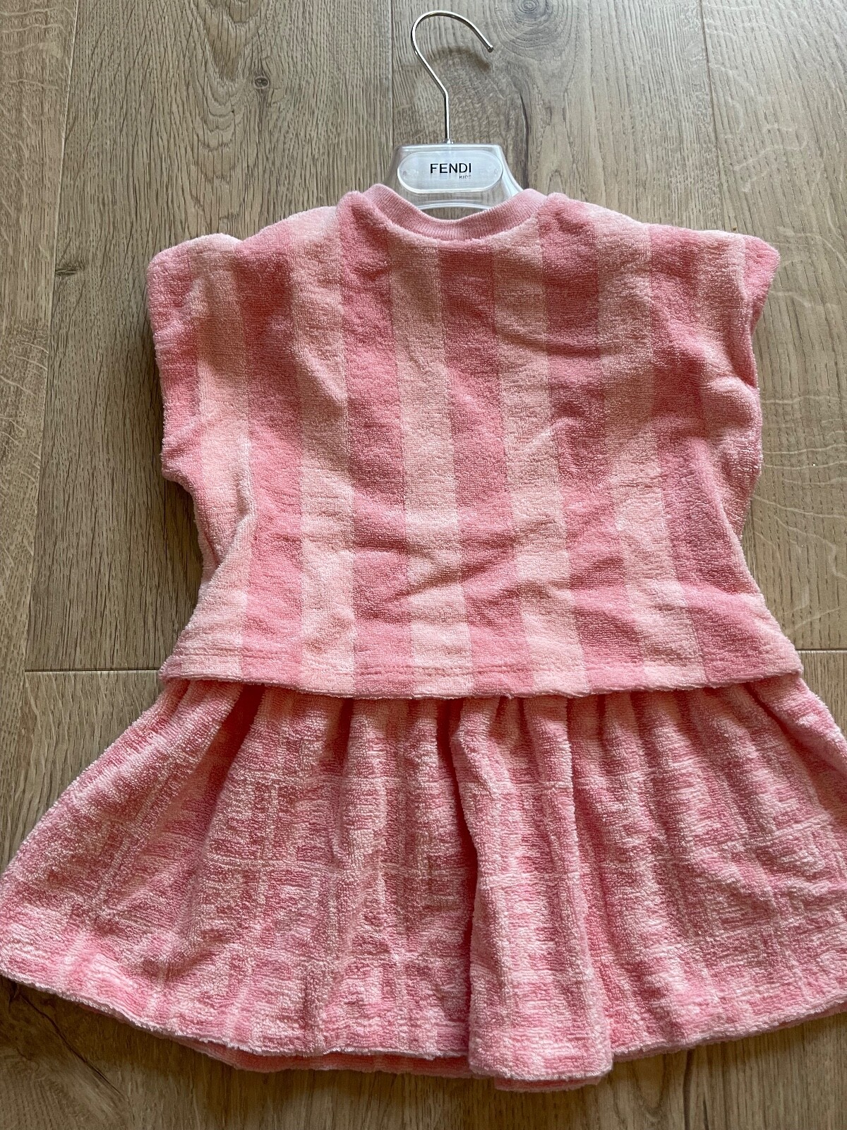 Fendi Baby Girls Pink Dress Towelling FF Logo Size 18-24 Months RRP £320 image 4