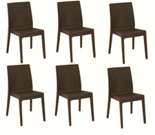 KIT 6 SEDIE SEDIA POLIPROPILENE BAR RISTORANTE INTERNO ESTERNO SIMIL RATTAN SL M