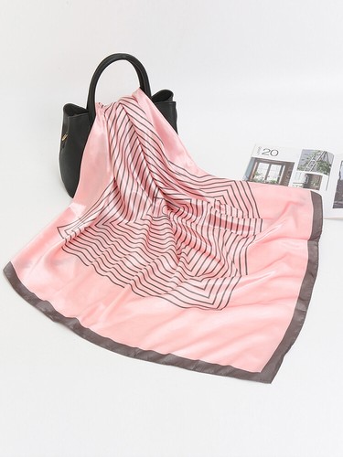 Clásico 90*90 cm Pequeños Mantones Cuadrados Rayas Satén Seda Bufanda Bolso Cinta Bandana - Imagen 6 de 15
