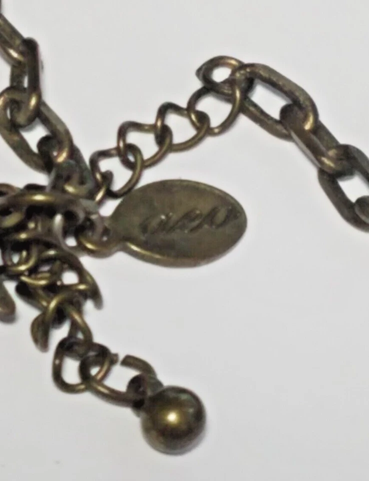 Vintage Signed Aeo American Eagle Outfitter Dangle Chain Seed Beads Necklace Foto 3 de 4