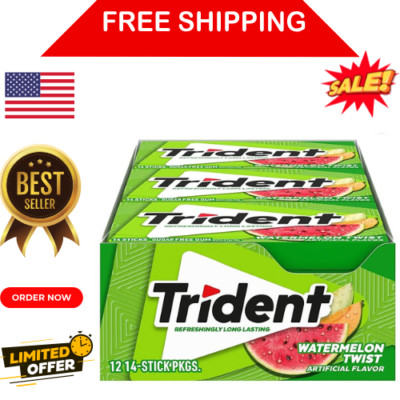 Trident Watermelon Twist Sugar Free Gum, 12 Packs of 14 Pieces (168 Total Pieces
