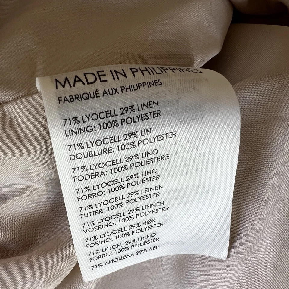 Club Monaco Talla 14 Beige Tostado Bolsa de Papel Lyocell Lino Pantalones Sueltos Informales Foto 4 de 4