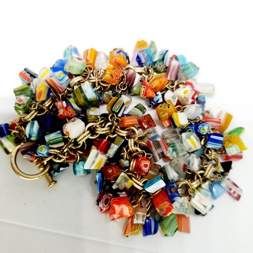 Bracciale Charm Vetro di Murano Millefiori Arcobaleno Colorato Cha Cha Toggle 7,5" - Foto 5 di 6