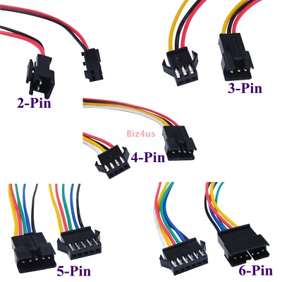 5x Male + 5x Female JST SM 2.54mm Pitch Connector Cable Plug Wire 2/3/4/5/6 Pin