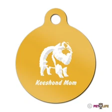 Keeshond Mom Engraved Keychain Round Tag w/tab v2 kees Many Colors