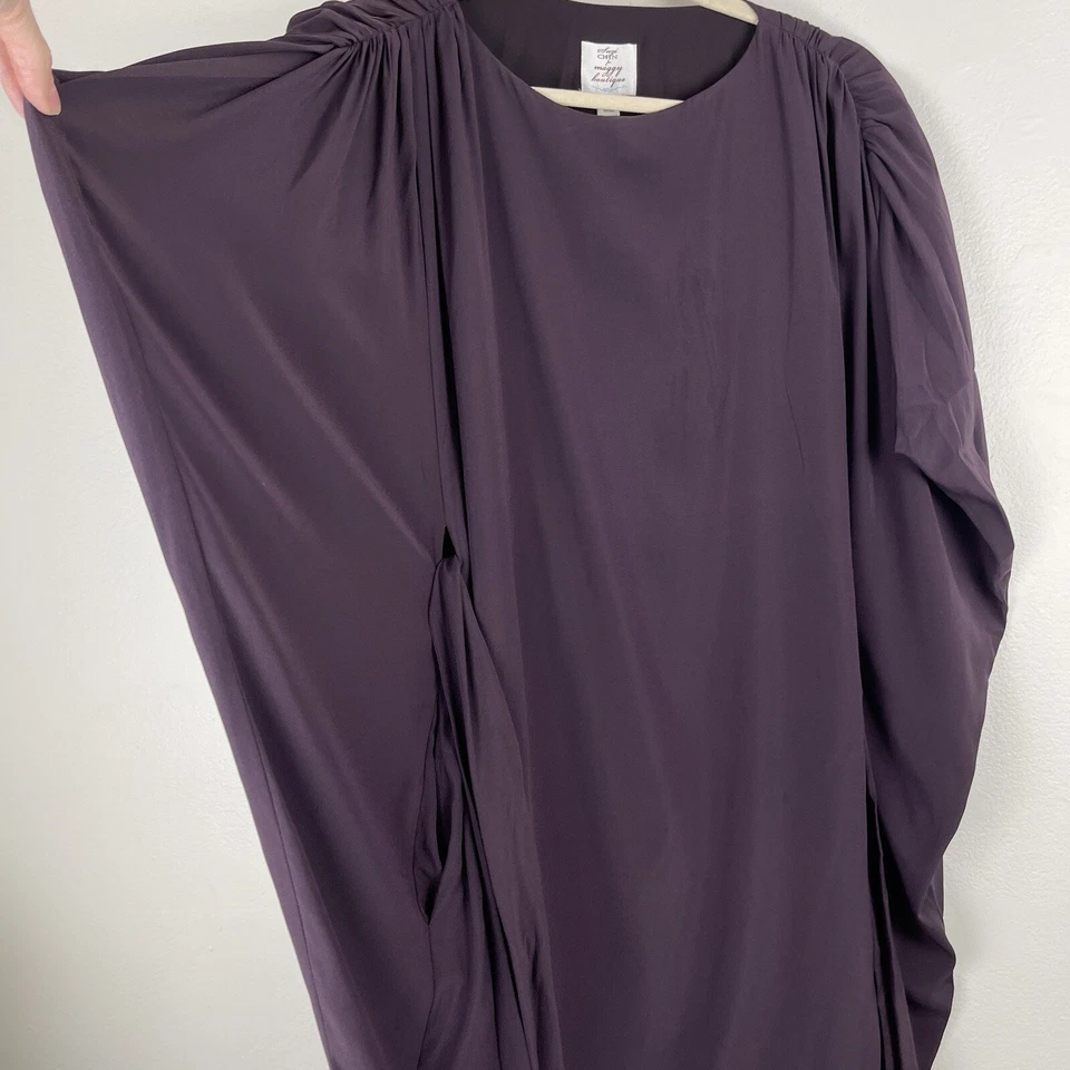 Suzi Chin for Maggy Boutique Dress Womens 2 Small Plum Silk Cocktail 80’s Mini - Image 3 of 4