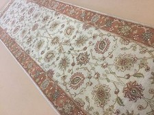 2 Fuß,7 Zoll x 10 Fuß,1 Zoll Beige Rost Traditionell Agra Orientteppich Läufer Handgeknüpft Wolle
