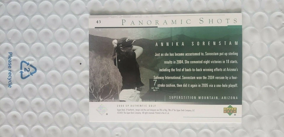 2005 SP Authentic PANORAMIC Shots - Annika Sorenstam - Card # 43 - NRMNT/MINT - Image 4 of 4