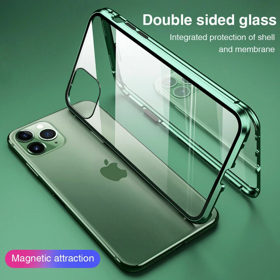 Funda Magnética Cristal Doble Pantalla Para iPhone 15 Pro Max 14 13 12 11 XS 8 7 Plus Foto 2 de 4