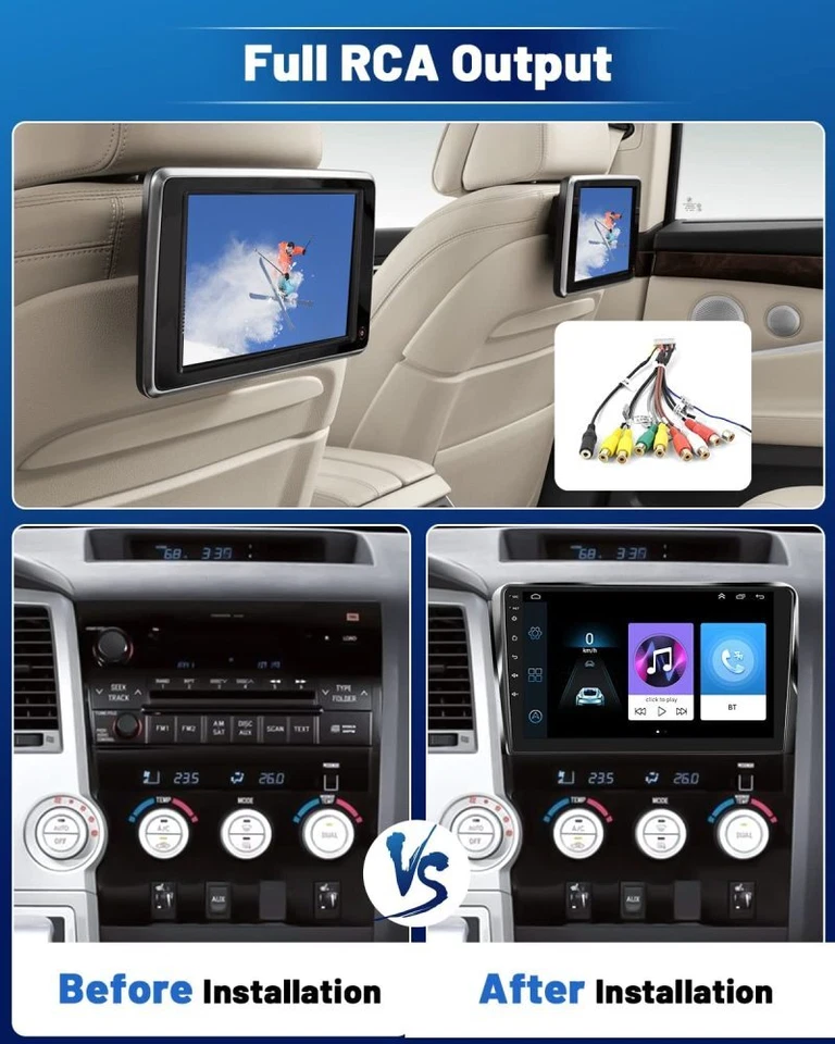 For Toyota Tundra 2007-2013 Sequoia 2008-2019 Android13 Car Stereo Radio GPS 32G Foto 2 de 4