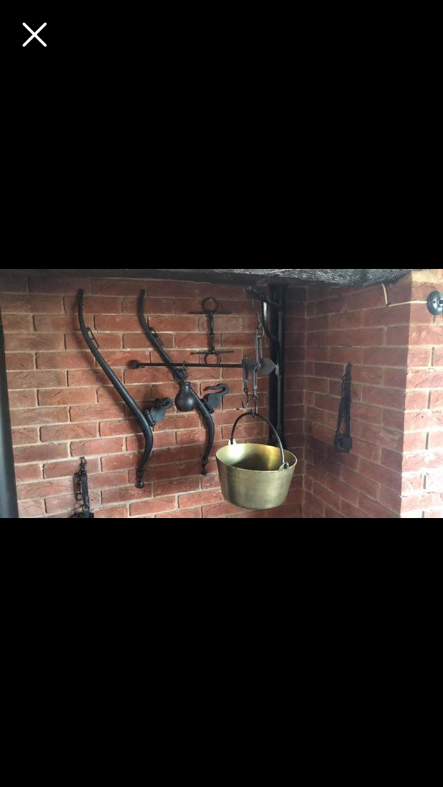 Antique wrought iron trammel pot hanger inglenook chimney fireplace log burner eBay