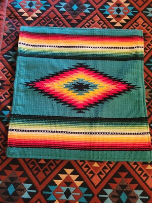 1Pillow  El paso Saddle Blanket  Aztec Southwestern Cover Sofa  18'' x 18'' 