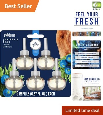 Juniper & Teak Essential Oils Air Freshener Refills - Phthalate-Free, 5 Count