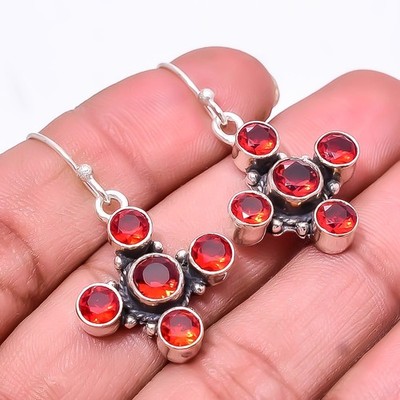 Red Garnet 925 Sterling Silver Handmade Earring 1.56'' E927622840, Christmas Gift