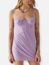 Urban Outfitters NWT Brenna Bustier Mini Dress Womens S Lavender Purple Lacy