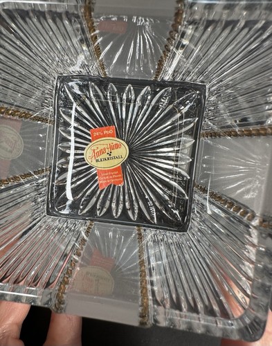 VTG Anna Hutte Bleikristall Lead Crystal Trinket Box 24% PbO Square Bow Germany - Picture 6 of 9