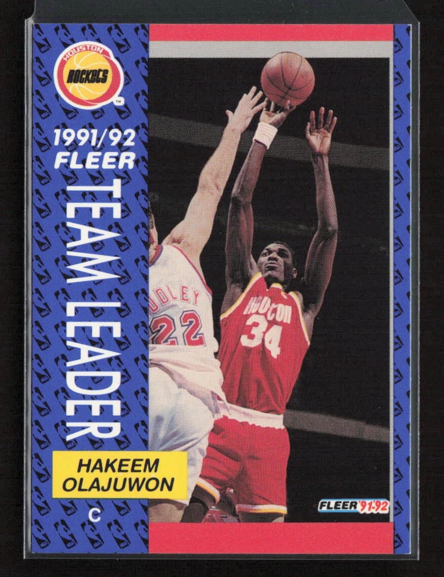 1991-92 Fleer #381 Hakeem Olajuwon Houston Rockets Near Mint or Better