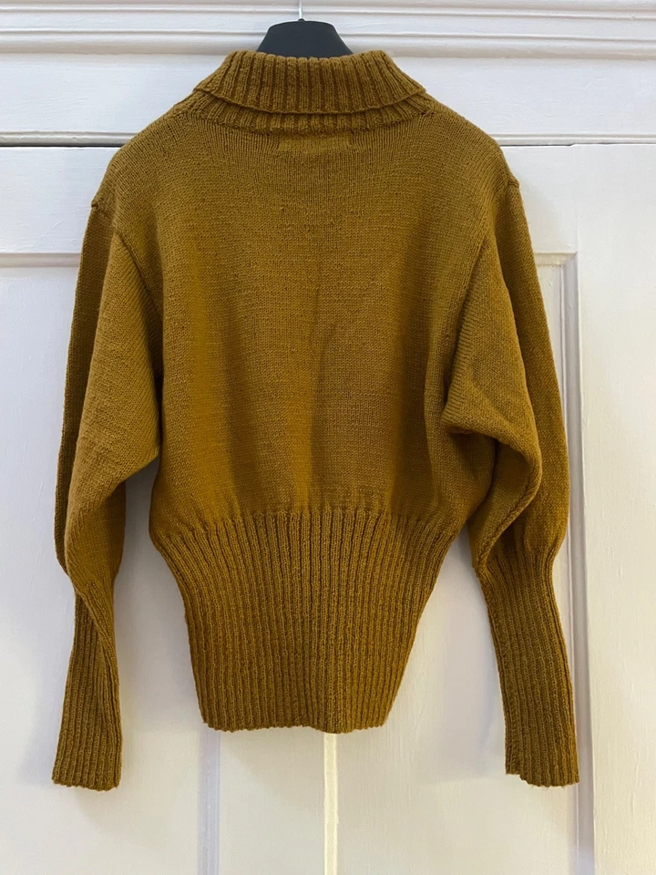 Vintage 80s Edina Roney hand knitted mustard wool batwing sweater jumper 10 - Image 2 of 4