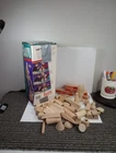 Vtg Bandu wooden Stacking game Milton Bradley (50 pcs.) PREOWNED