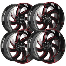 Set Of 4 Off-road Monster M07 22x12 6x5.5 -44mm Blackred Wheels Rims