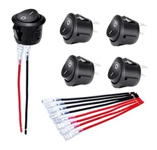 DaierTek ON Off Round Rocker Switches SPST 20mm Mini 12 Volt DC ON/OFF-5Pcs