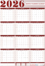 2026 Monthly Planning Calendar 40x27 - Vertical Red 