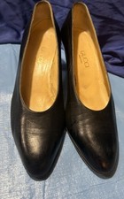 Vintage Gucci Black Leather Pumps Heels EU 37 US 7 B Made Italy