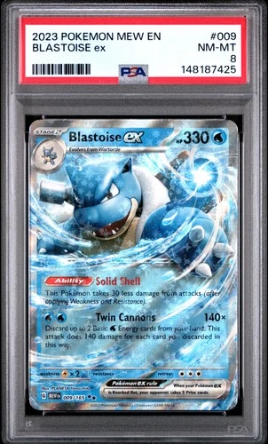 2023 POKEMON MEW EN-151 #009 BLASTOISE EX PSA 8