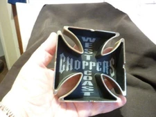 advertising West Coast Chopper ashtray silver tone black 4x4x1 Tobacciana