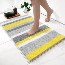 Yellow Bathroom Rug, 24 x 36 Inches Bath Mat with Thick Absorbent Microfiber ...