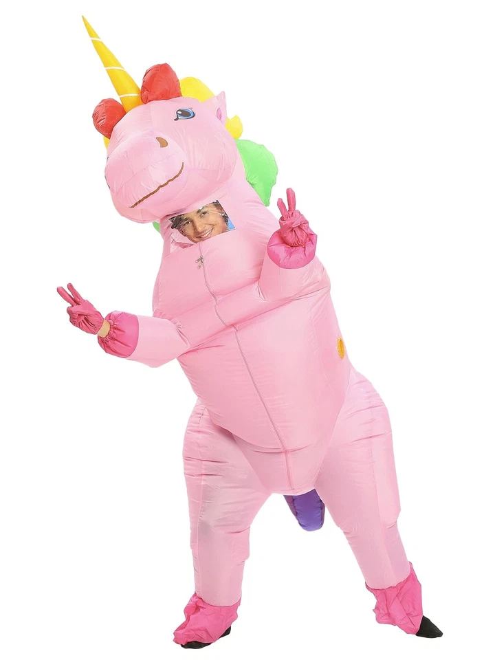 Fantasia de unicórnio inflável JYZCOS adulto corpo inteiro unicórnio air blow-up luxo... - Imagem 2 de 4