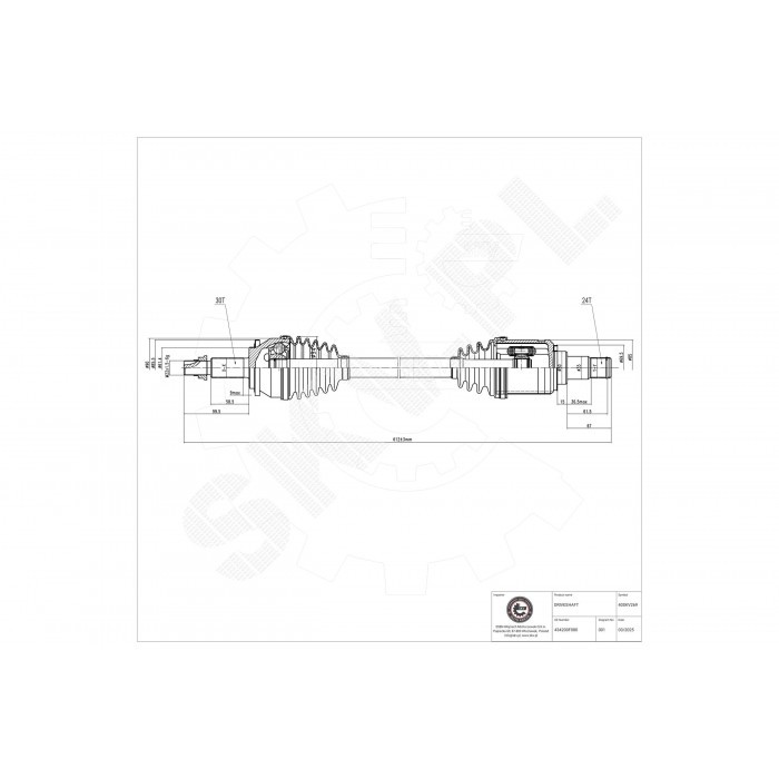 Cardan avant gauche pour Toyota Verso Van avec transmission 434200F080