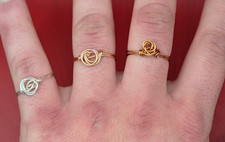 Rose Wire Ring Adjustable Open Band Minimalist Floral Copper Silver Gold