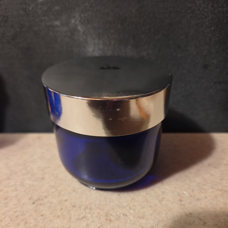 EMPTY Liz Claiborne Vivid Dusting Powder Jar Cobalt Blue- Glass Jar with Lid