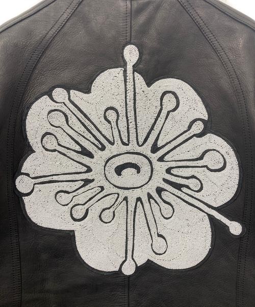 BEADED LEATHER FLIGHT JACKETbeaded patch leather … - image 3