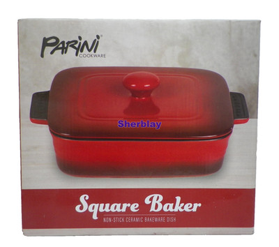 Parini Cookware Non Stick Ceramic Bakeware Dish Square Baker Red NEW in BOX