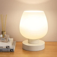 Bedside Table Lamp Modern Small Desk Light With Warm LED Bulb Fully Dimm