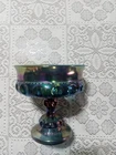 Vintage Blue Indiana Glass Carnival Pedestal Compote