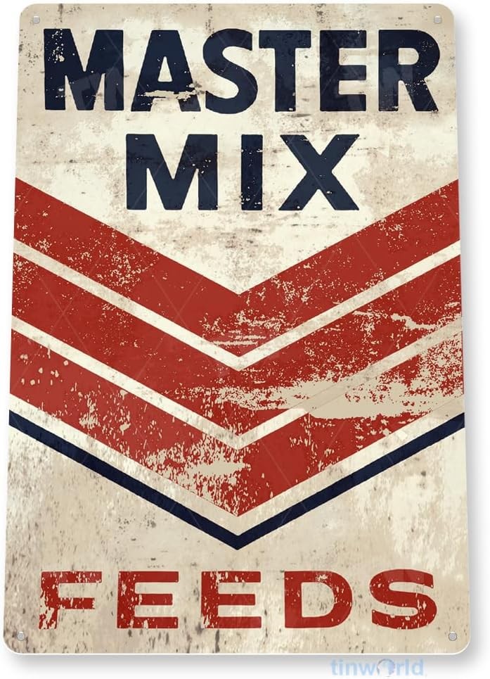 Tinworld Tin Sign: Master Mix Feeds Sign Farm Sign Livestock Tin Metal Signs 