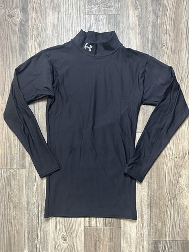 Under Armour ColdGear Mock Neck Long Sleeve Shirt Small Black Stretch Base Layer