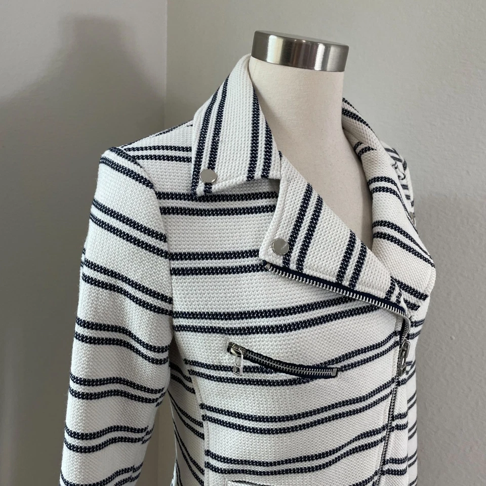 Chaqueta de moto Veronica Beard para mujer 4 rayas Hadley cremallera completa Foto 3 de 4