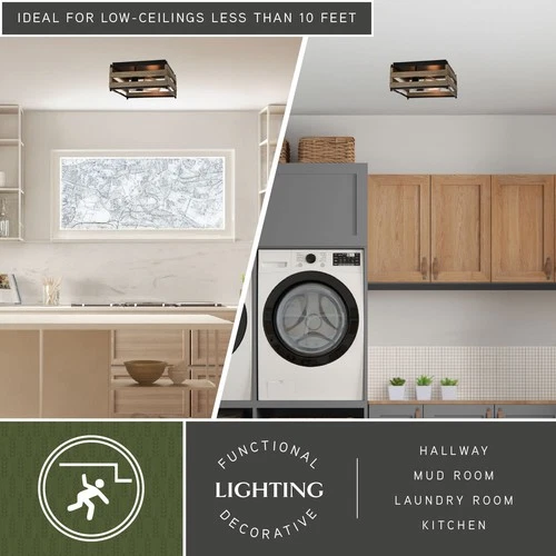 Vaxcel Lighting C0265 Ravenswood 3 Light 13"W Flush Mount Square - Matte Black / - Picture 12 of 12