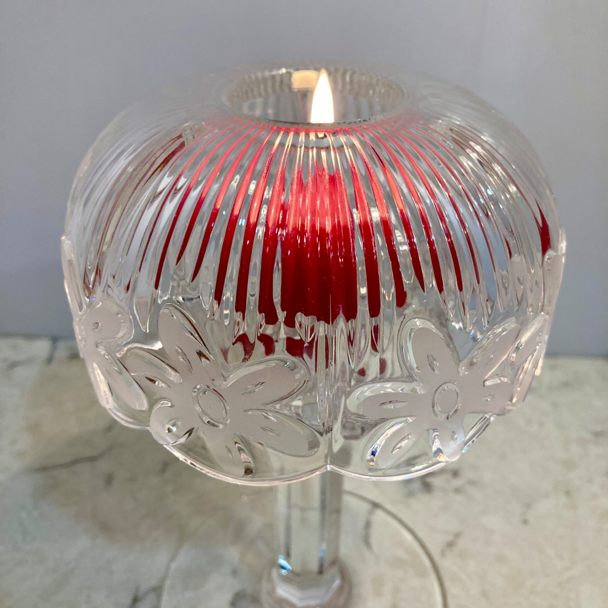 VTG Royal Limited Czech 24% Lead Crystal Daisy Fairy Lamp Pedestal