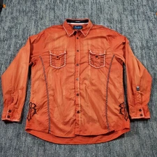 Roar Signature Deuce Men’s 2XL Orange Embroidered Button Front Shirt Club