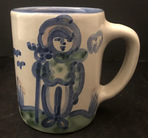 Vintage M.A. Hadley Pottery Hand Painted Folk Art Country FARMER 10 oz MUG