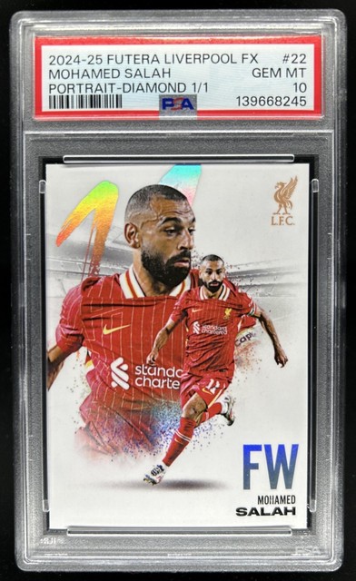 2024-25 Futera Liverpool FX Mohamed Salah Portrait Diamond #1/1 PSA 10 GEM MINT