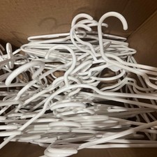 50 Kids White Hangers : Plastic Toddler Clothes Storage Different Styles Mixed