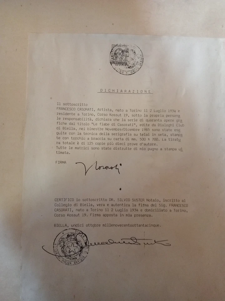 CASORATI FRANCESCO SER.50X70 " LE FIABE DI CASORATI" 1985 - Immagine 4 di 4