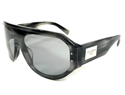 Dolce & Gabbana Sunglasses DG4481-F 3440/1 Striped Grey Horn Wrap Shield Lens